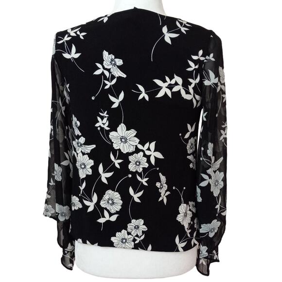 Alfani Sheer Sleeve Floral Print Top - Picture 5 of 9